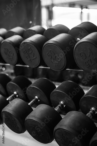 Dumbell at GYM, Blak and White tone