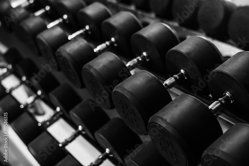 Dumbell at GYM, Blak and White tone