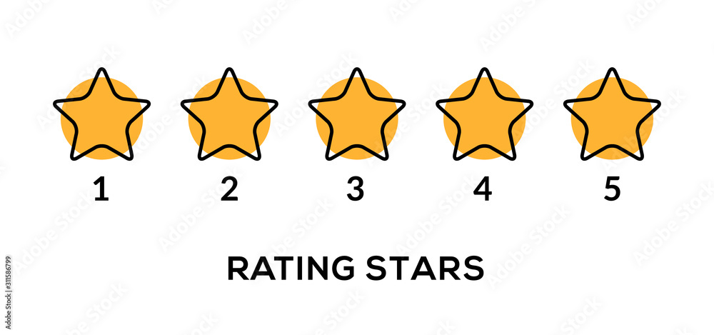 Star vector rate 5 review icon. Five star rate yellow row quality gold symbol ranking Star vector rate 5 review icon. Five star rate yellow row quality gold symbol ranking