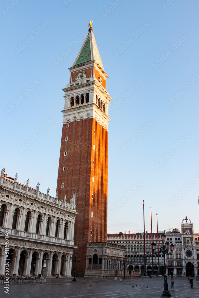 View of St. Mark's Campanile from the Square in Venice