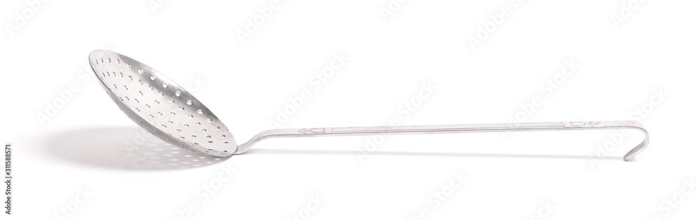 Metal Colander isolated on white background Metal Colander isolated on white background