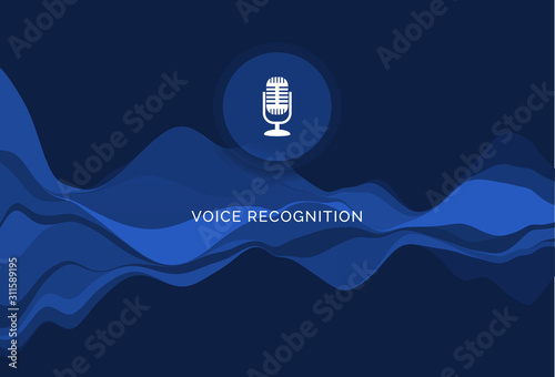 Voice recognition wave sound ai icon. Music microphone voice recognition car or phone