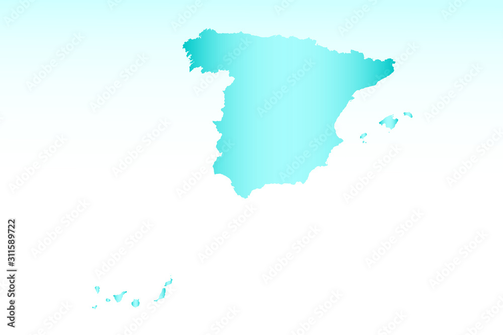 Blue Spain map ice with dark and light effect vector on light background illustration