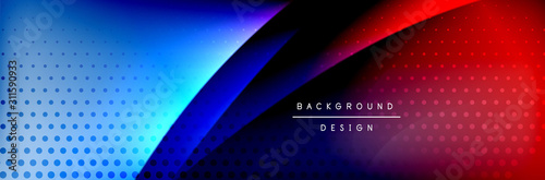 Flowing waves with 3d shadow effects and fluid gradients. Dynamic trendy abst...