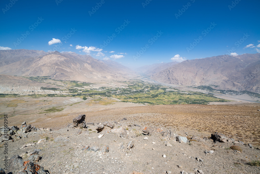 View to Ishkashim city from mountain in Afghanistan View to Ishkashim city from mountain in Afghanistan