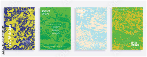 Minimalistic cover design templates. Set of layouts for covers of books  albums  notebooks  reports  magazines. Vintage texture gradient effect  flat modern abstract design. Grunge mock-up texture