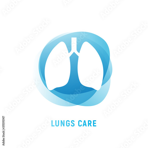 Lung human icon, respiratory system healthy lungs anatomy flat medical organ icon