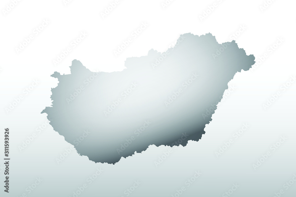 Gray color Hungary map with dark and light effect vector on light background illustration