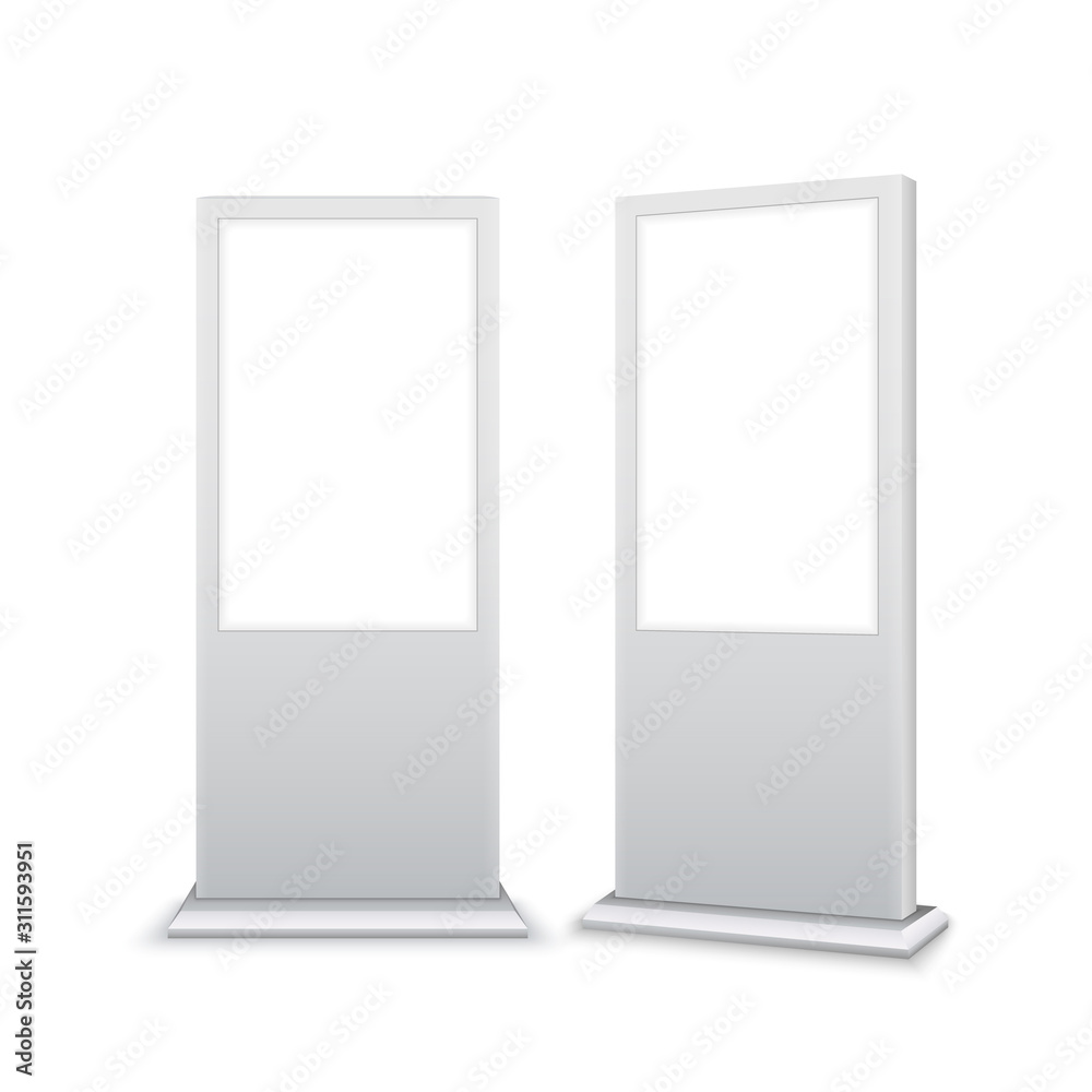 Digital stand signage advertising banner lightbox. Blank isolated mockup billboard marketing panel otdoor design