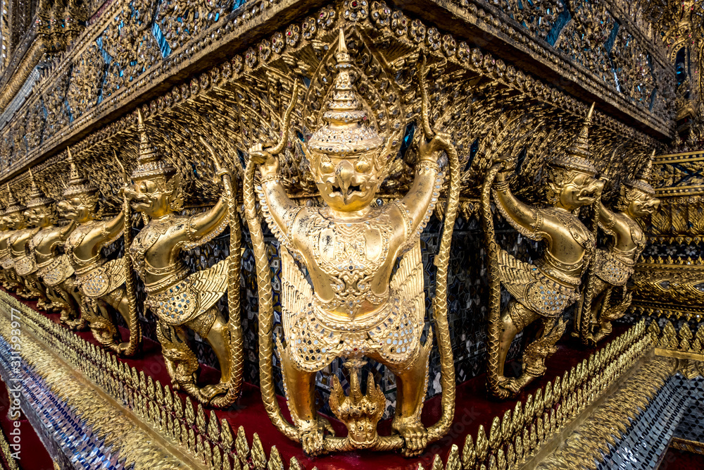 The statue garuda in the temple. The statue garuda in the temple.