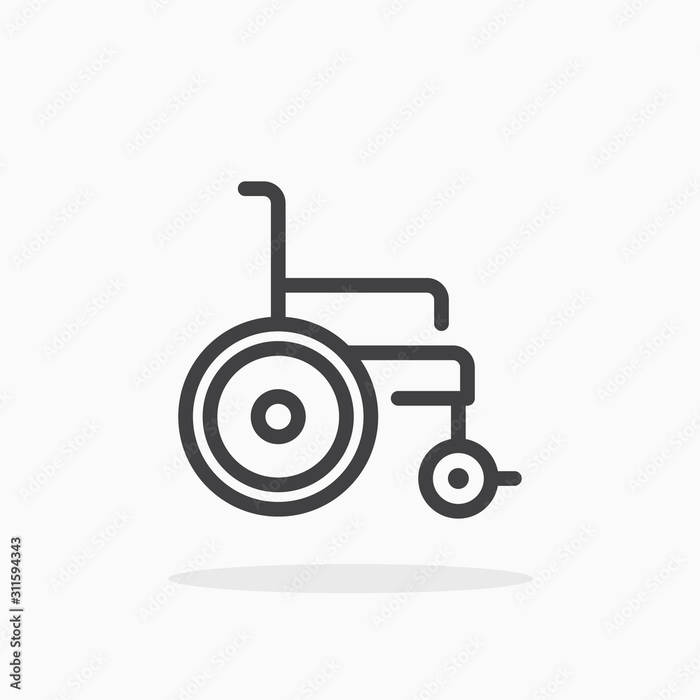 Wheelchair icon in line style. Editable stroke. Wheelchair icon in line style. Editable stroke.