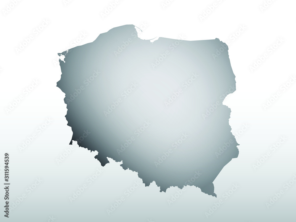 Gray color Poland map with dark and light effect vector on light background illustration Gray color Poland map with dark and light effect vector on light background illustration
