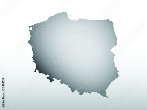 Gray color Poland map with dark and light effect vector on light background illustration