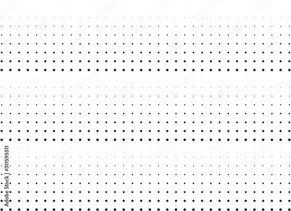 Obraz Abstract halftone dotted background. Monochrome futuristic grunge pattern, stars. Vector modern optical pop art texture for posters, site, postcard, cover, labels, vintage sticker, mock-up layout.