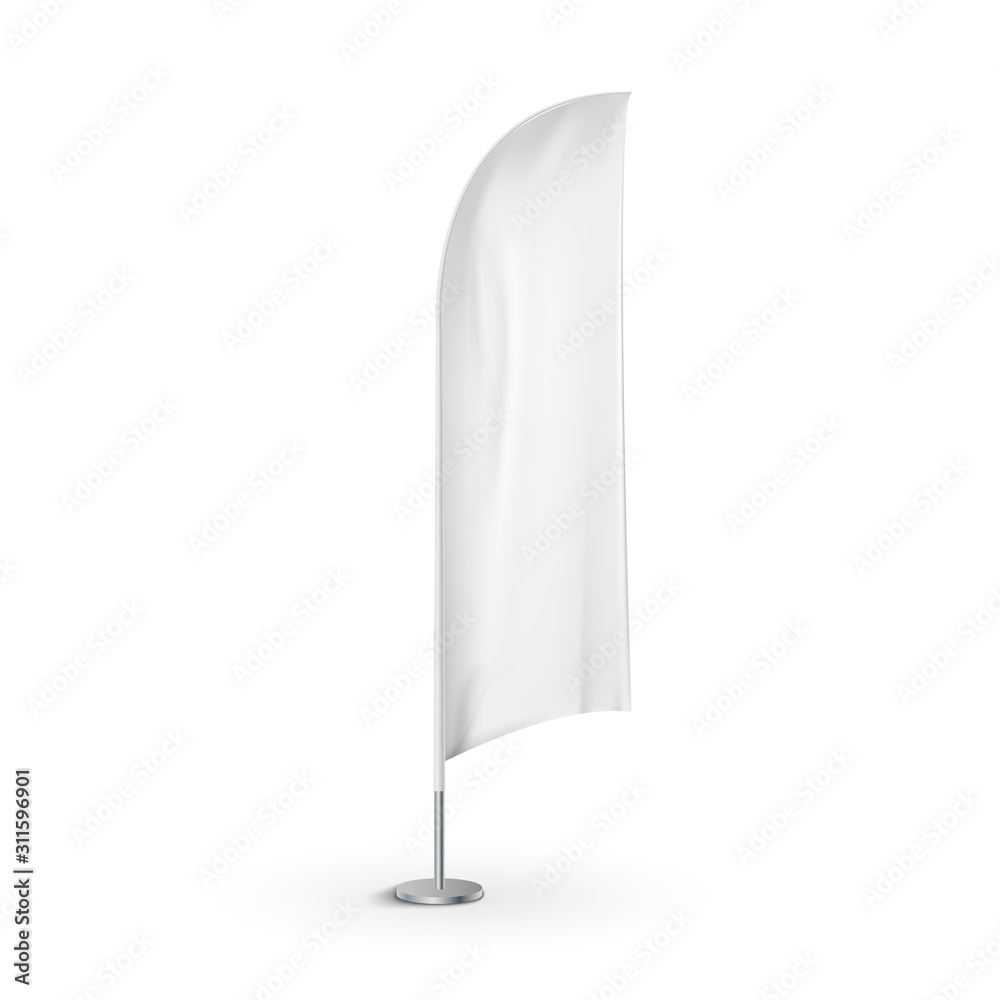 Feather outdoor flag banner. Blank advertising feather mockup stand ...