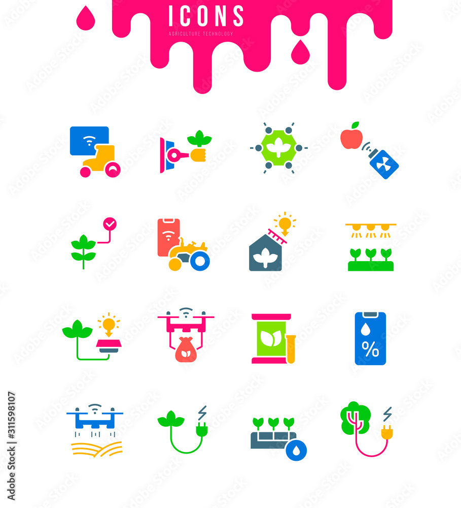 Set of Simple Icons of Agriculture Technology