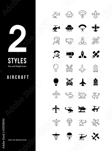 Simple Line Icons of Aircraft
