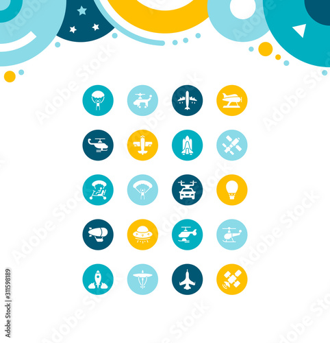 Set of Simple Icons of Aircraft
