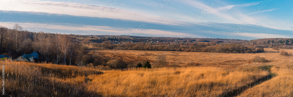 Panoramic view of so called Bear Meadow, the valley of the Luzha River, where in 1812 Napoleon's troops stood before the battle for the city of Maloyaroslavets