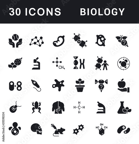 Set of Simple Icons of Biology