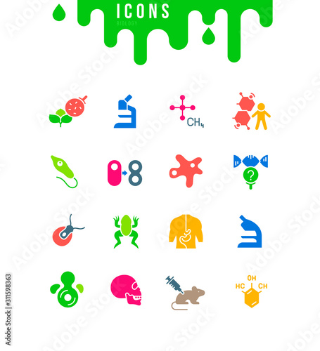 Set of Simple Icons of Biology