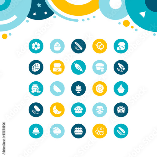 Set of Simple Icons of Breads and Bakery