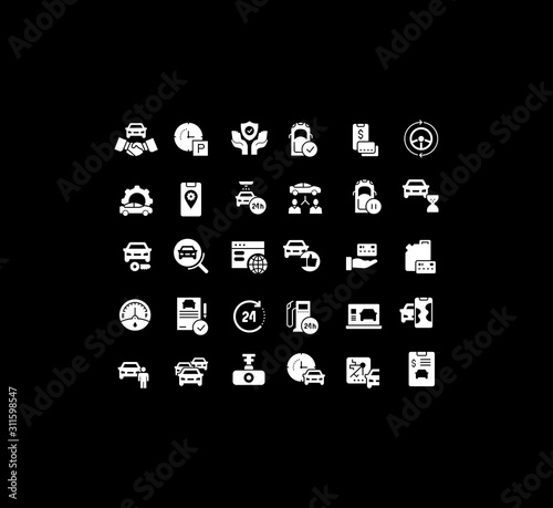 Set of Simple Icons of Carsharing