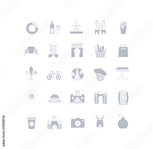 Set of Simple Icons of Paris