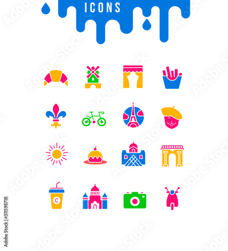 Set of Simple Icons of Paris