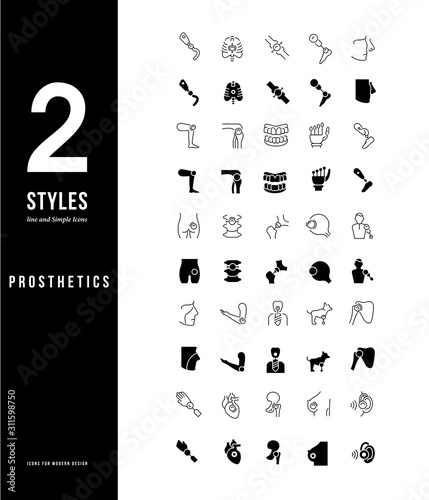 Simple Line Icons of Prosthetics