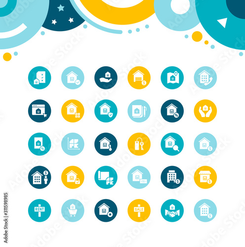 Set of Simple Icons of Real Estate