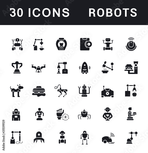 Set of Simple Icons of Robot