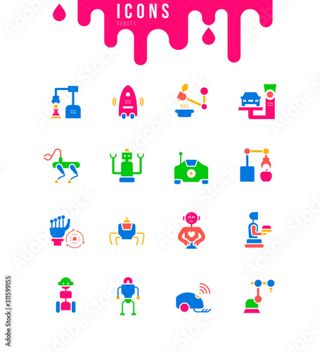Set of Simple Icons of Robots