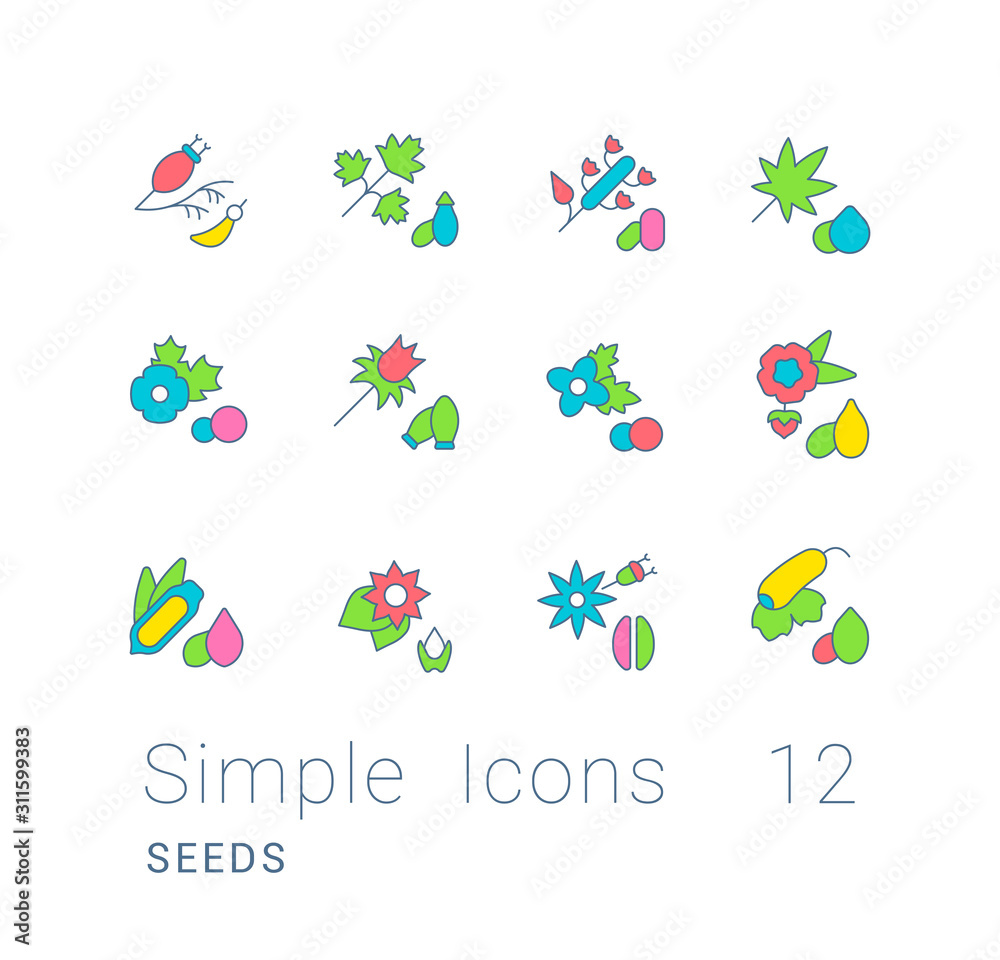Set of Simple line Icons of Seeds Set of Simple line Icons of Seeds
