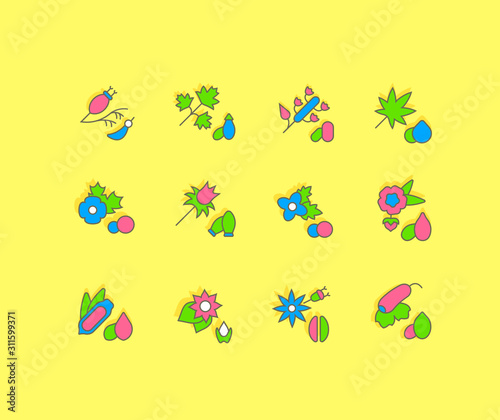 Set of Simple line Icons of Seeds