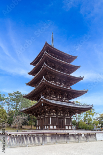 Old five-storied pagoda at Kofuku Temple.