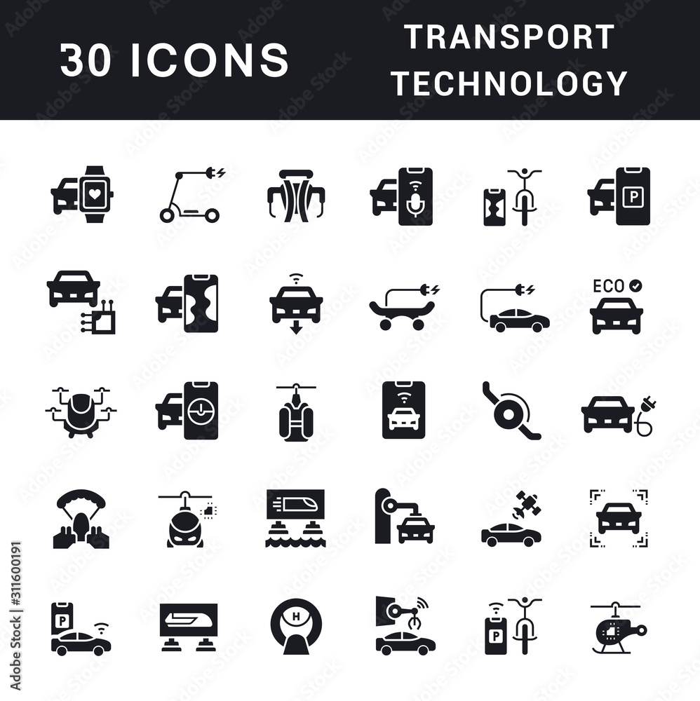 Set of Simple Icons of Transport Technology Set of Simple Icons of Transport Technology