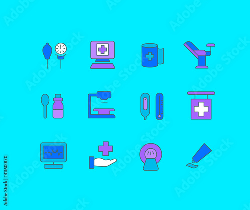 Set of Simple line Icons of Therapy