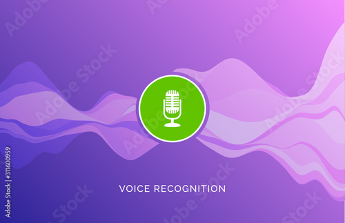 Voice recognition wave sound ai icon. Music microphone voice recognition car or phone