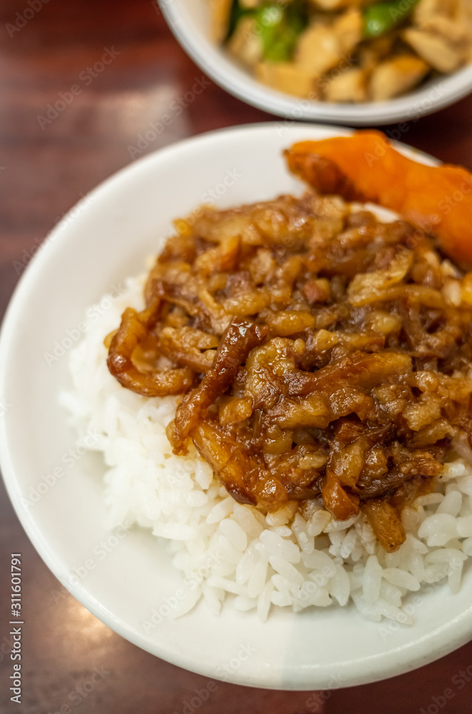 snacks of Chinese braised pork on rice snacks of Chinese braised pork on rice