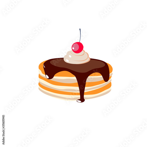 Stack of pancakes Hand drawn vector illustration.