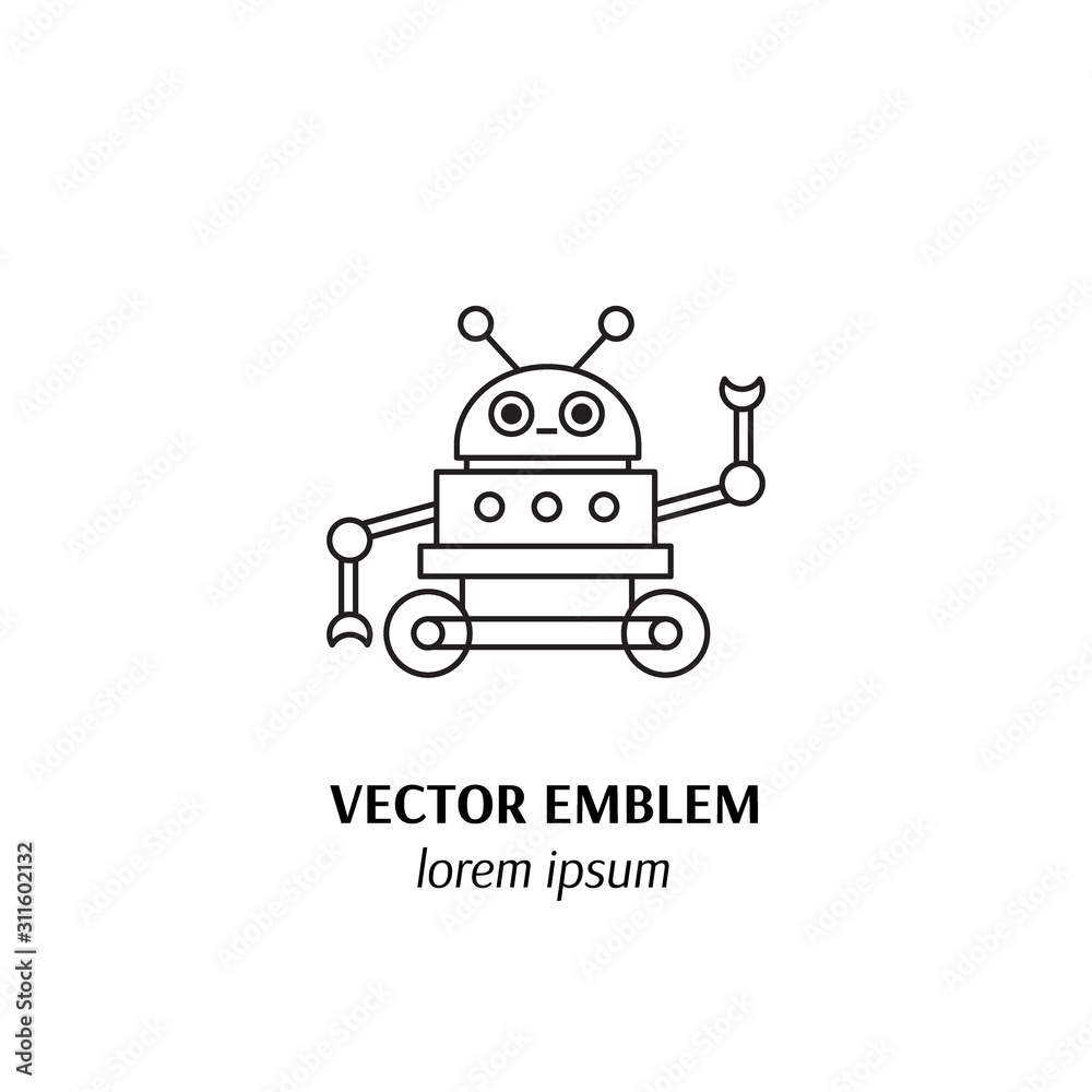 Vector Robot Logo Template Design line art Vector Robot Logo Template Design line art