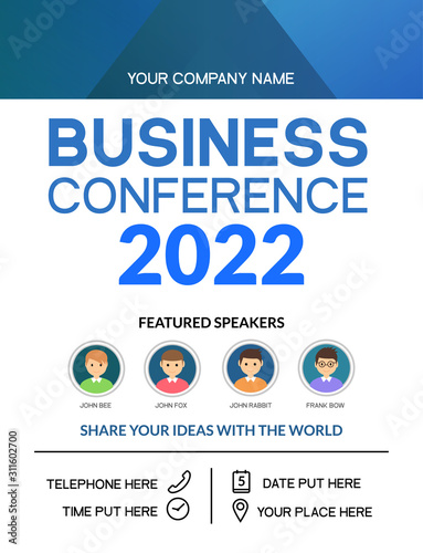 Business conference simple template invitation. Geometric magazine conference or poster business meeting design banner