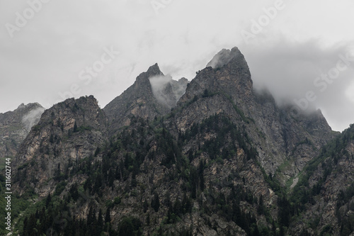 Craggy Mountain peaks and dramatic clouds
