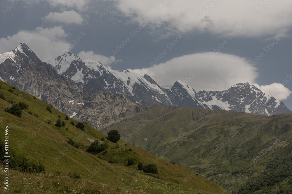 Mountain Landscapes and lush valleys in the Caucasus Georgian mountains Mountain Landscapes and lush valleys in the Caucasus Georgian mountains