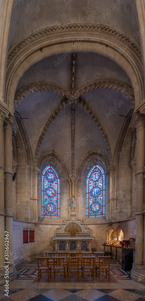 Caen, France - 08 14 2019: The interior of the men's abbey