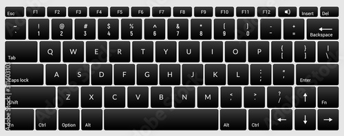 Laptop keyboard computer isolated black key button board for digital pc photo