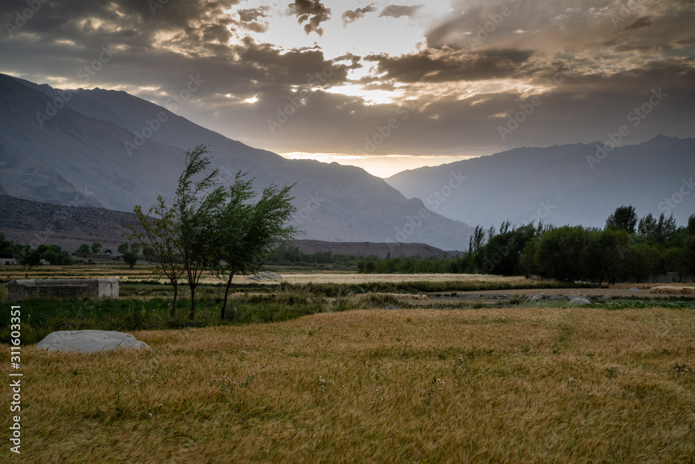 Sunset View in Wakhan Corridor in Afghanistan
