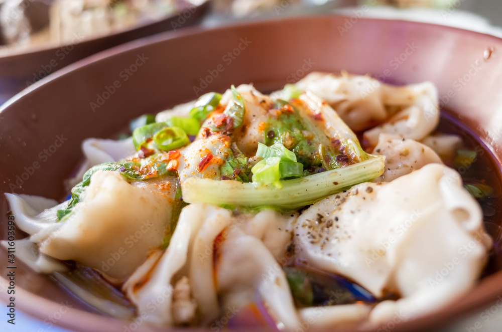 meat dumpling in chili oil meat dumpling in chili oil