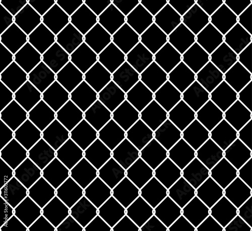 Seamless metal chain link fence. Wire vector fence pattern texture background